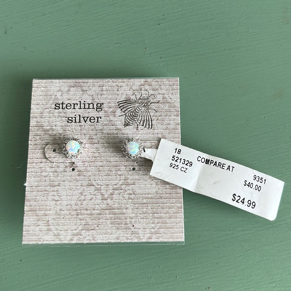 Brand new opal stud earrings sterling silver